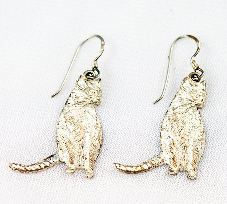 Sterling Silver Cat Earrings – Estate Beads Jewelry