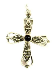 Sterling Marcasite Cross Pendant - Vintage