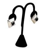 Sterling Taxco Mexico Black Obsidian Earrings