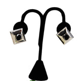 Sterling Taxco Mexico Black Obsidian Earrings