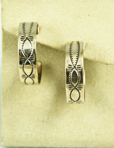 Vintage Sterling Silver Stamped Hoop Earrings Signed LJ