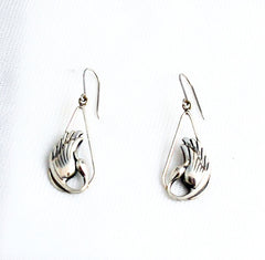 Sterling Silver Swan Pierced Earrings