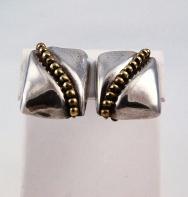 Sterling & Brass Taxco Mexican Clip On Earrings