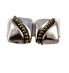 Sterling & Brass Taxco Mexican Clip On Earrings Vintage