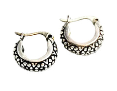 Sterling Silver Floral Hoop Earrings