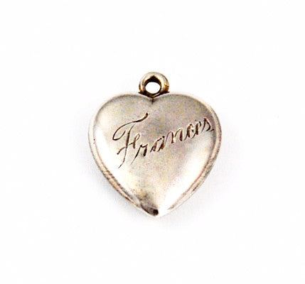 Sterling Hand Engraved Frances Heart Charm 