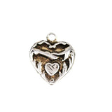 Sterling Heart Charm With Clasped Hands Vintage