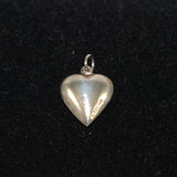 Sterling Puffy Heart Charm Back Fleur de Lis Vintage