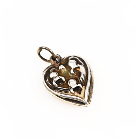 Sterling Lily of the Valley Heart Charm Vintage