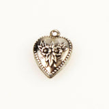 Sterling Heart Charm - Forget Me Nots Vintage