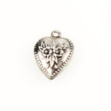Sterling Heart Charm - Forget Me Nots Vintage