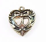 Victorian Sterling Double Puffy Heart Charm 