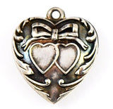 Victorian Sterling Double Puffy Heart Charm 