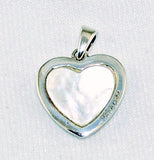 Back of Sterling Marcasite and Mother of Pearl Heart Pendant
