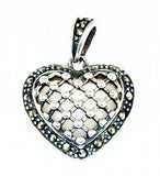 Sterling Marcasite and Mother of Pearl Heart Pendant