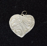 Vintage Hand Etched Sterling Heart Pendant, Smith's Incline