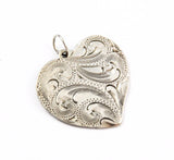 Vintage Hand Etched Sterling Heart Pendant, Smith's Incline