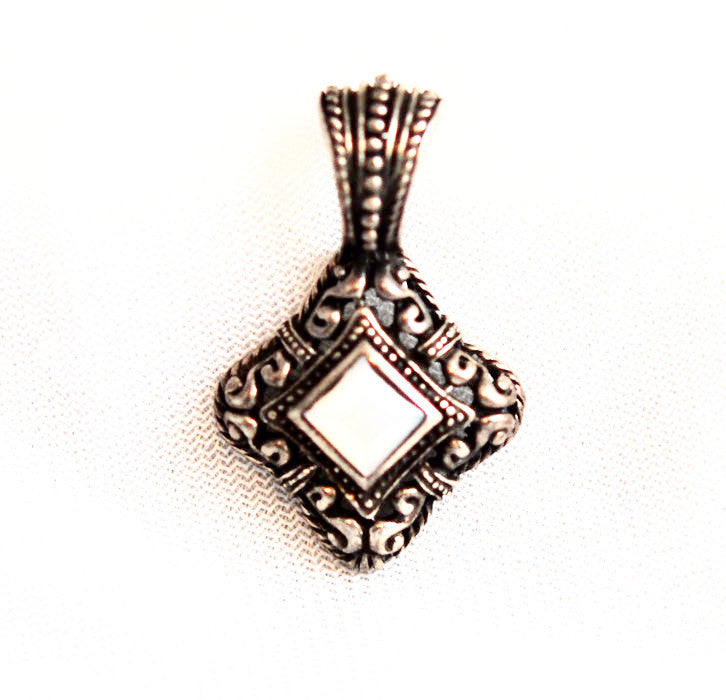 Ornate Sterling Silver Mother of Pearl Pendant