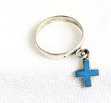 Sterling Turquoise Blue Cross Ring