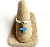 Sterling Turquoise Blue Cross Ring