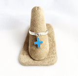 Sterling Turquoise Blue Cross Ring