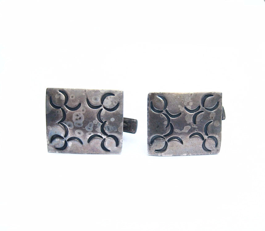 Native American Stamped Sterling Silver Cuff Links