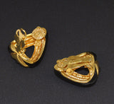 St. John Gold and Black Enamel Designer Earrings