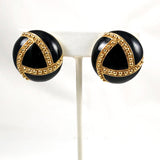 St. John Black Enamel Designer Earrings