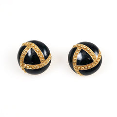 St. John Black Enamel Designer Earrings