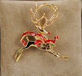 St. John Reindeer Holiday Brooch