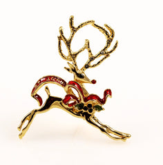 St. John Gold Reindeer Holiday Brooch