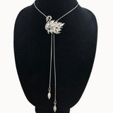 Rhinestone Swan Slide Necklace Vintage