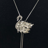 Rhinestone Swan Slide Necklace Vintage