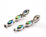 Swarovski Crystal Dangle Fish Earrings - Signed