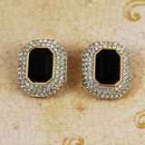 Swarovski Black Crystal Clip On Earrings - Signed