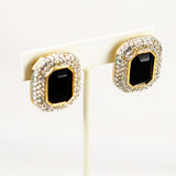 Swarovski Black Crystal Clip On Earrings - Signed