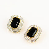 Swarovski Black Crystal Clip On Earrings - Signed