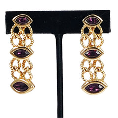 Swarovski Amethyst Dangle Earrings - Signed