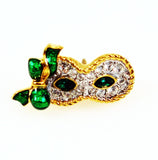 Swarovski Green Crystal Mask Pin - Signed