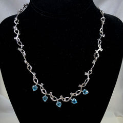 Swarovski Aqua Heart Crystal Sterling Necklace