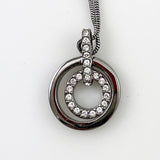 Swarovski Crystal Circle Necklace Gun Metal