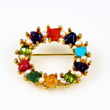 Swoboda Gemstone Wreath Pin Vintage