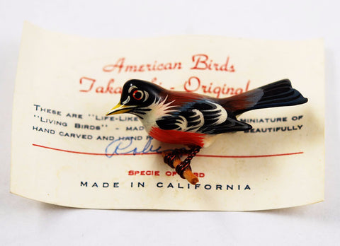 Takahashi Robin Bird Pin On Original Card