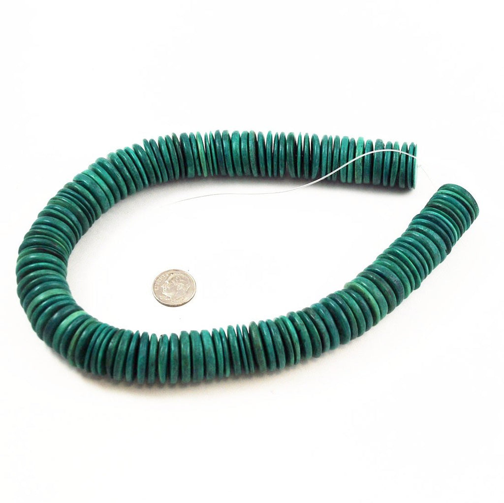 Teal Coco Disk Bead Strands 15 & 20mm