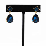 Teal Blue Rhinestone Drop Earrings