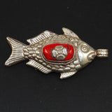 Tibetan Silver and Red Coral Fish Pendant