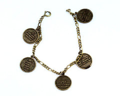 Ten Commandments Bronze Religious Charm Bracelet