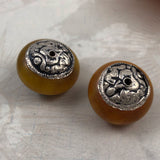 Tibetan Copal Amber Beads Silver