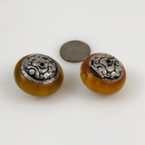 Tibetan Copal Amber Beads Silver