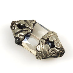 Tibetan Silver Capped Quartz Beads